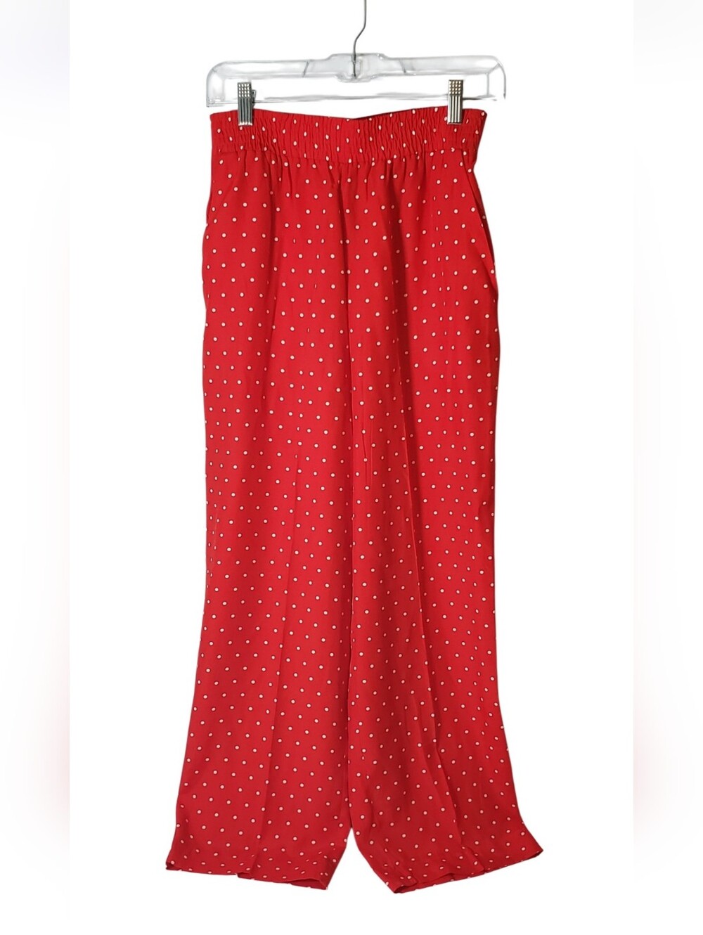 Chaus Vtg Red Polka Dot Wide-Leg Pull-on Trouser Pants Party Holiday Whimsical S